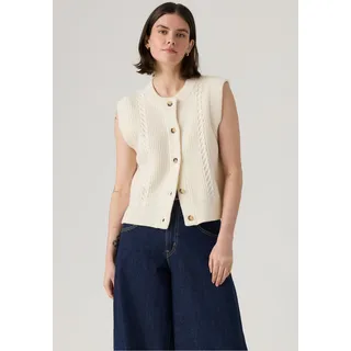 Strickweste LEVI'S "INES CABLE SWEATE", Damen, Gr. XS (34), whisper weiß, Strick, Obermaterial: 45% Polyamid, 40% Wolle, 15% Baumwolle, normal hüftlang, Rundhals, Westen Strickweste, Materialmix mit Wollanteil