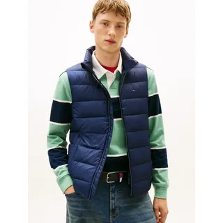 Steppweste TOMMY JEANS "TJM LT DOWN VEST EXT", Herren, Gr. L, blau (schwarz night navy), Web, Obermaterial: 100% Polyamid, unifarben, normal hüftlang, Westen Steppweste, mit Daunenwattierung