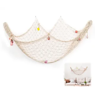 Fischernetz Deko 100 X 200cm Deko Maritim Mediterranen Stil Fischernetz mit Muscheln für Wohnzimmer Wandbehänge Fotografie Bar Party