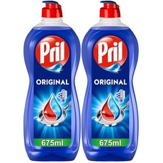 PRIL Original (2x 675 ml), Handgeschirrspülmittel mit höchster Fettlösekraft, für sauberes Geschirr auch in kaltem Wasser