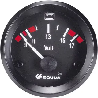 EQUUS 842060 Kfz Einbauinstrument Voltmeter Messbereich 9 - 17 V Standart Gelb, Rot, Grün 52 mm