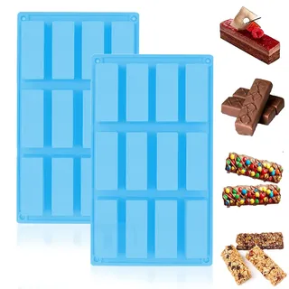MARUKO ostern basteln Silikon Müsliriegel Backform, Silikonform Riegel Rechteckig, Backform für Müsliriegel, Brownie (12 Mulden, Blau)