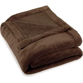CELINATEX Flauschige Kuscheldecke XXL 220 x 240 cm dunkel braun Decke Sofa warm Wohndecke weich Mikrofaser Fleece Oeko-TEX Montreal