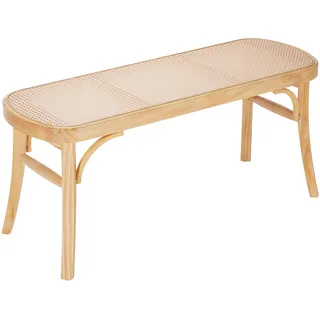 Vevor Rattanbank Eingangsbank Sitzbank Gartenbank 1100 x 368 x 468 mm mit Beinen aus Eichenholz, Flurbank Bank Boho-Bank mit handgeflochtenem Rattan, für Wohnzimmer Schlafzimmer Diele Flur Balkon