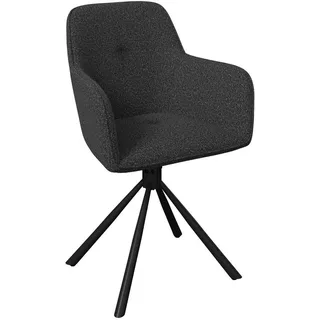 Ambia Garden Gartenstuhl , Schwarz, Dunkelgrau , Metall, Textil , zylindrisch , 58x86x57 cm , wetterbeständig , Gartenmöbel, Gartensessel, Gartenstühle