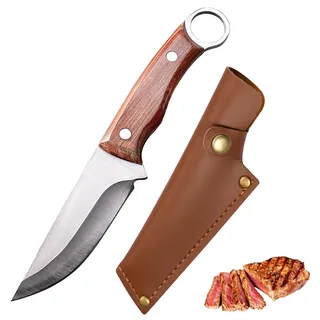 Doklasu japanische kleine Köche Messer Voll Tang Küche Knvies Handgefertigte geschmiedete Grillmesser Hochkohlenstoffstahl Tisch Fleisch Messer mit Mantel und Holzgriff