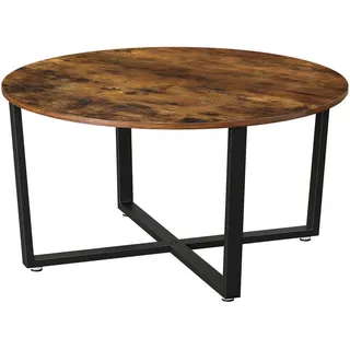 VASAGLE Runder Couchtisch Braun Holz 88 x 47 cm