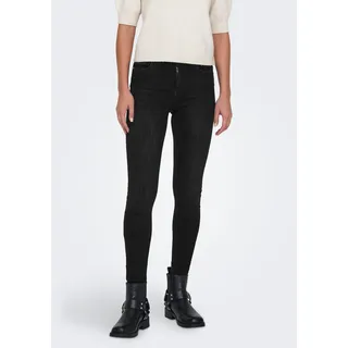 Skinny-fit-Jeans ONLY "ONLPOWER MID PUSH UP SK DNM TAI886", Damen, Gr. L (40), Länge 32, schwarz (washed schwarz), Denim/Jeans, Obermaterial: 92% Baumwolle, 6% Polyester, 2% Elasthan, unifarben, skinny fit knöchellang, Jeans Skinny-fit-Jeans