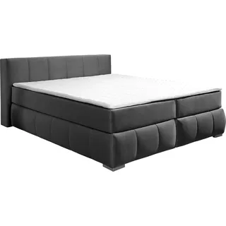 Home affaire Boxspringbett "Chelles" inkl. Topper, in XXL- Überlänge 220 cm, Unterbox mit feine Wölbung, schiefer