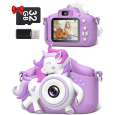 Kinderkamera, Gofunly Kinder Kamera 1080P 2,0-Zoll-Bildschirm Kamera Kinder mit 32GB-Karte Selfie Digitalkamera Kinder Fotoapparat Kinder für 3-12 Jahre Jungen und Mädchen Weihnachten Spielzeug