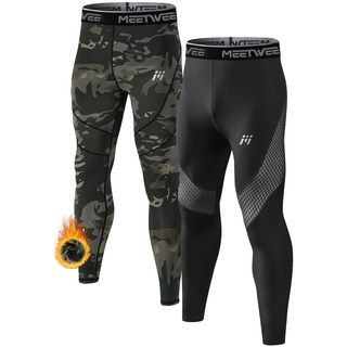 MEETWEE Thermounterhose Herren, Thermounterwäsche Lange Unterhose Winter Leggings Funktionsunterwäsche Skiunterwäsche Warme Unterwäsche Männer