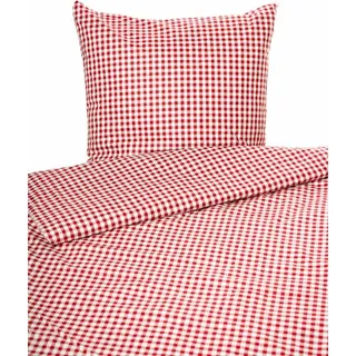 Landhaus Bettwäsche 10 mm rot-weiß Hotelverschluß, Maße:135 x 200 + 80 x 80