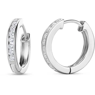 MIORE Schmuck Damen, Creolen Silber 925, Ohrringe Silber mit Zirkonia Steinen, echt Silber Creolen, hoops ohrringe 16 mm, Silberschmuck Damen 925