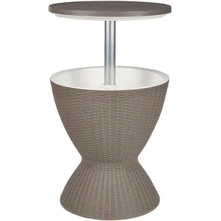 BELIANI Beistelltisch mit Kühlfunktion Taupe Kunststoff Rund Höhenverstellbar Kühlbar Stehtisch Kühlbox 30 L Modern Garten Terrasse Outdoor Balkon - Beige