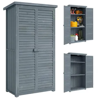 Outsunny Gartenschrank Holz Geräteschuppen Gartenhaus Geräteschrank Grau - Grau