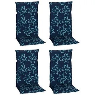 Gardenson Sesselauflage , Blau, Hellblau , Textil , Blume , Füllung: Schaumstoff, Fleece , 50x6x118 cm , Handmade in Europe , bügelfrei, pflegeleicht, für den Außenbereich geeignet, wetterfest, mittels Bändern zu befestigen , Gartenmöbel, Gartenpolster & Auflagen, Sesselauflagen