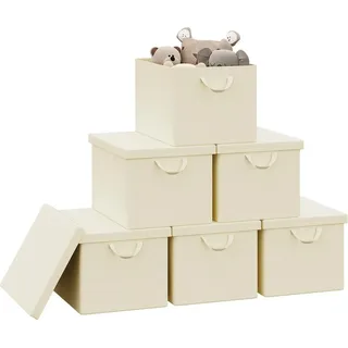 Kleideraufbewahrung - Faltbare Stoffbox mit Deckel - Maße 48×30×36 cm, 51 l - Vliesstoff - Für Kleiderschrank - Größe S - Gelb - Gelb