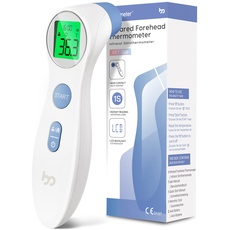 Fieberthermometer für Babys Kinder und Erwachsene, kontaktloses Stirnthermometer Infrarot Digital Thermometer mit sofortiger genauer Ablesung, Fieberalarm, weiß