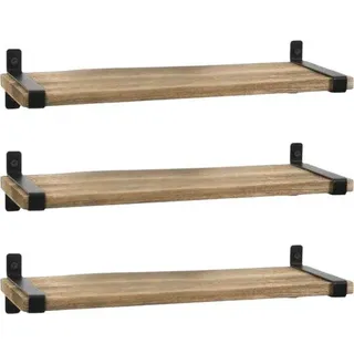 Landhaus Wandplatten - Schwimmend Design - Holz und Metall - Set von 3 - Vintage Stil