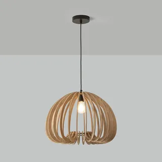 Holz Pendelleuchte "Marge" - nordischer Naturstil Pendelleuchte Hängelampe Höhenverstellbar E27 Lampe Ø 45cm Pendelleuchte für Küche Insel Esszimmer Eingang