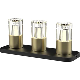 BOLD Kristy 3er Pack Deko-Tischlampen sorgt für angenehme Stimmung (inkl. Ladestation und 1m USB Kabel, stufenlos dimmbar, 2200-3000K warmweiß, 10 Stunden Laufzeit) - Messing gebürstet