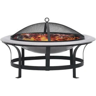 vidaXL Garten-Feuerschale mit Grill Edelstahl 76 cm - Schwarz