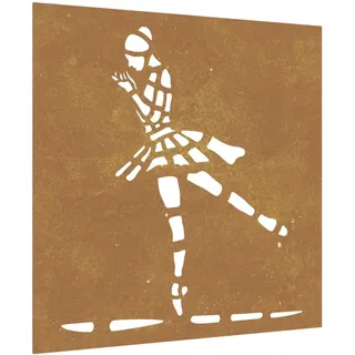 Garten-Wanddeko 55x55 cm Cortenstahl Balletttänzerin - Braun
