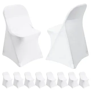 10 Stück Stuhlhussen Weiß, Hussen Für Stühle, Stuhlhussen Lang, Stuhlhussenn Universell, Stuhlbezüge Elastisch Pflegeleicht stuhlhussenn Stretch, Waschbar Stuhlbezug, für Hochzeit Bankett Dekoration