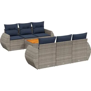vidaXL 7-tlg. Gartensofa-Set grau Polyrattan