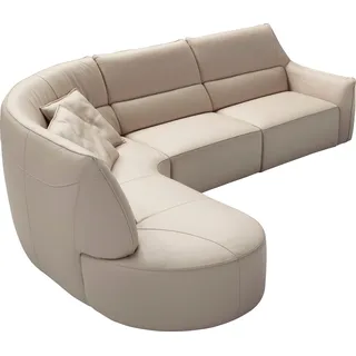 Egoitaliano Ecksofa "Puffy, extravagant & edel, Retro Designsofa, hoher Sitzkomfort, L-Form" mit Ottomane, wahlweise mit und ohne elektrischer Relaxfunktion, stone