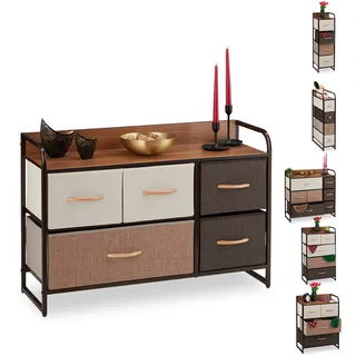 Relaxdays Schubladenschrank 58 x 87,5 x 31,5 cm Braun