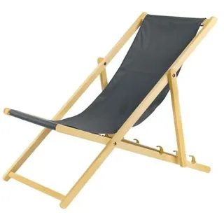 Liegestuhl grau klappbar aus Holz-mit Absicherungssystem Klappstuhl Klappliege Sonnenstuhl Strandstuhl Holzklappstuhl Sonnenstuhl Gartenliegen - Grau
