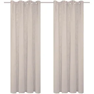 HOMEbasics Ösenvorhang , Taupe , Textil , Uni , 140 cm , Leinenoptik , Heimtextilien, Vorhänge, Fertigvorhänge, Ösenvorhänge