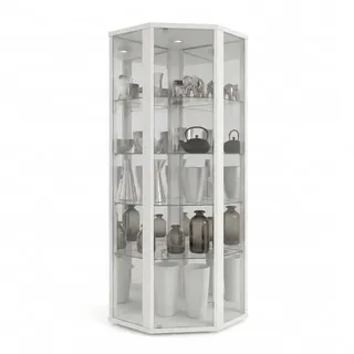 K-Möbel Eckvitrine 176 x 56,5 x 56,5 cm Weiß