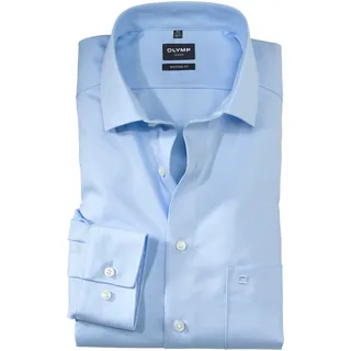 Businesshemd OLYMP "Luxor modern fit", Herren, Gr. 39, N-Gr, blau (hellblau), Web, Obermaterial: 100% Baumwolle, Hemden Businesshemd