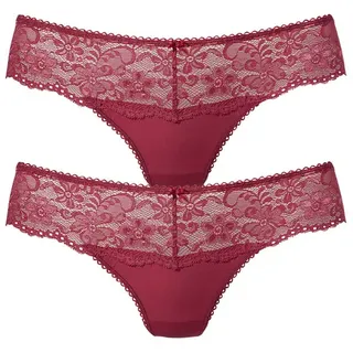 Nuance String 2 Stk., Dessous mit breitem Spitzenband, rot