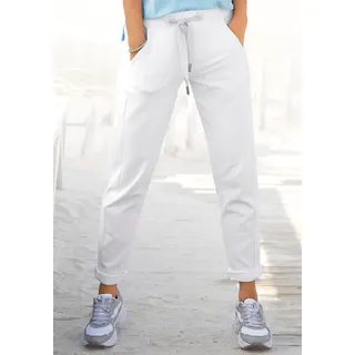 Elbsand Sweathose "Brinja" mit Logoprint am Bund und Taschen, Jogginghose, Relaxhose, weiß