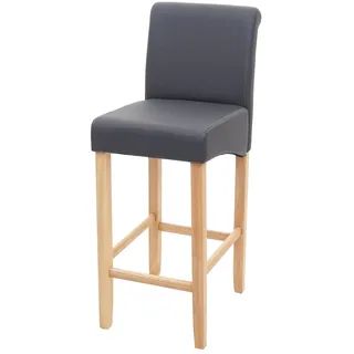 Mendler Barhocker HWC-C33, Barstuhl Tresenhocker, Holz MVG-zertifiziert ~ grau matt, helle Beine, Kunstleder