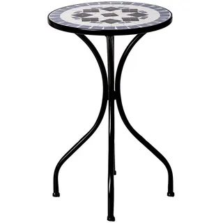 Butlers Beistelltisch Palazzo , Blau , Metall, Keramik , 35x54x35 cm , Gartenmöbel, Gartentische, Garten-Beistelltische