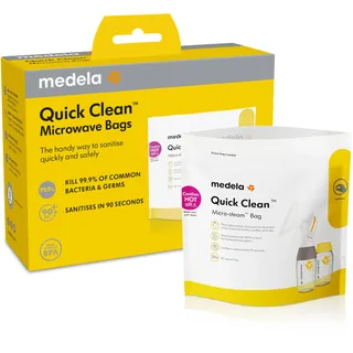 Medela Quick Clean Mikrowellenbeutel | Sterilisierende Mikrowellenbeutel für Flaschen, Milchpumpe und Teile | Beseitigt 99,9% der häufigsten Bakterien und Keime, 5 Stück