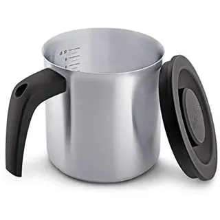 Betty Bossi hitzebeständiger Messbecher mit Deckel, 1 Liter - Edelstahlbecher zum Warmhalten und Aufbewahren, für alle Herdarten, mit Innenskala zum abmessen, 12 cm hoch