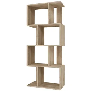 Selsey Fiesta Modernes Bücherregal, 140x59,5x30 cm, modulares Wandregal mit 8 Regalen, laminierte Spanplatte in Sonoma-Eiche, asymmetrisches Design, ideal für Wohnzimmer/Büro/Schlafzimmer