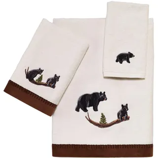 Avanti Linens - 3-teiliges Handtuch-Set, weiche und saugfähige Baumwolltücher (Black Bear Lodge Collection, Elfenbein)