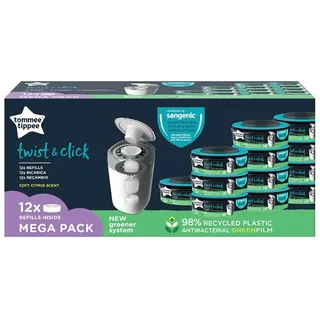 Tommee Tippee Sangenic Twist & Click Nachfüllkassetten Für Windeleimer 12 Einheiten - White - One Size
