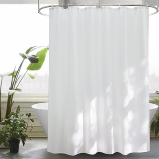 EurCross Überlänge Duschvorhang 180x240 cm für Badezimmer Badewanne, Weiß Wasserdicht Textil Stoff Badvorhang Anti-Schimmel Waschbar Duschvorhänge mit12 Ringen