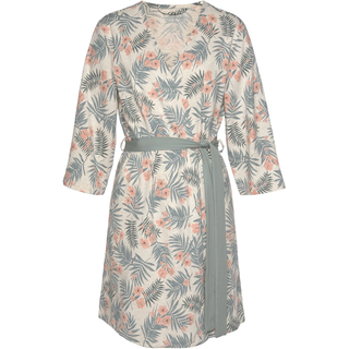 Kimono LASCANA, Damen, Gr. 32/34, beige (sand, bedruckt), Baumwolle, bedruckt, Kurzform, Hausmäntel Kimono, in uni oder Allover-Druck