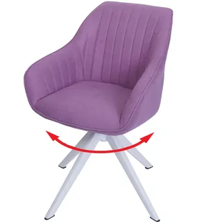 Esszimmerstuhl HWC-K27, Küchenstuhl Stuhl mit Armlehne, drehbar Stoff/Textil lila - Violett