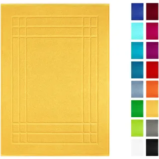Lashuma Badvorleger Baumwolle saugfähig 50x70 cm Gelb, Linz Badezimmermatte waschbar