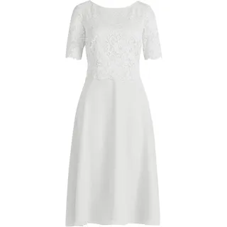 Cocktailkleid VERA MONT "Cocktailkleid mit Spitze", Damen, Gr. 50, EURO, weiß (rohweiß), 100% Polyester PES., Kleider Cocktailkleid