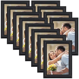 PETAFLOP 12er Set Bilderrahmen Schwarz 13x18 cm – Fotorahmen für Wand- und Tischdekoration, Perfekt für Zuhause, Büro, Galerie
